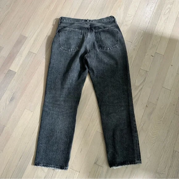 Agolde Women's Relaxed Black Distressed wide leg jeans - Picture 2 of 5